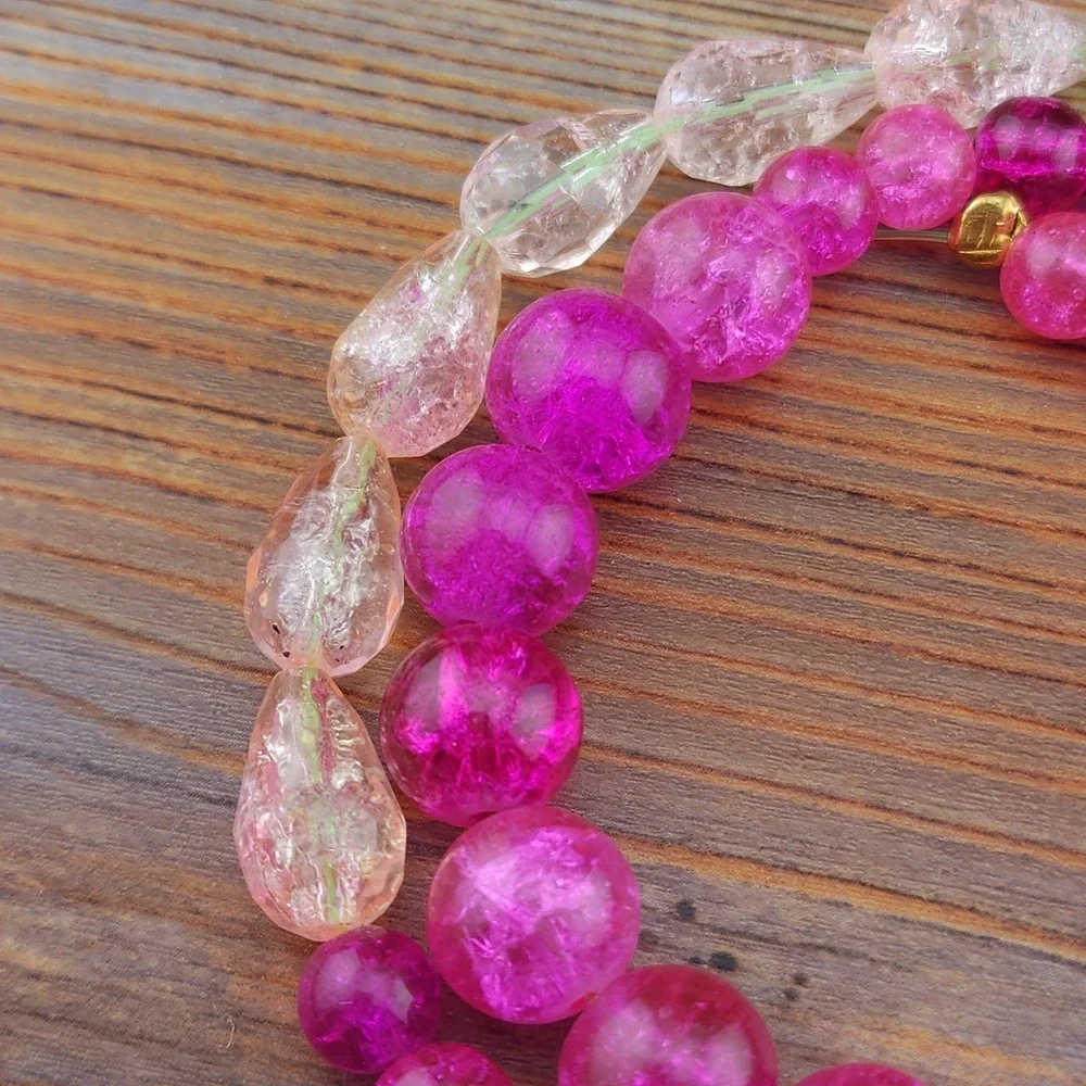 Hot Pink‎ Crackle Glass Beads